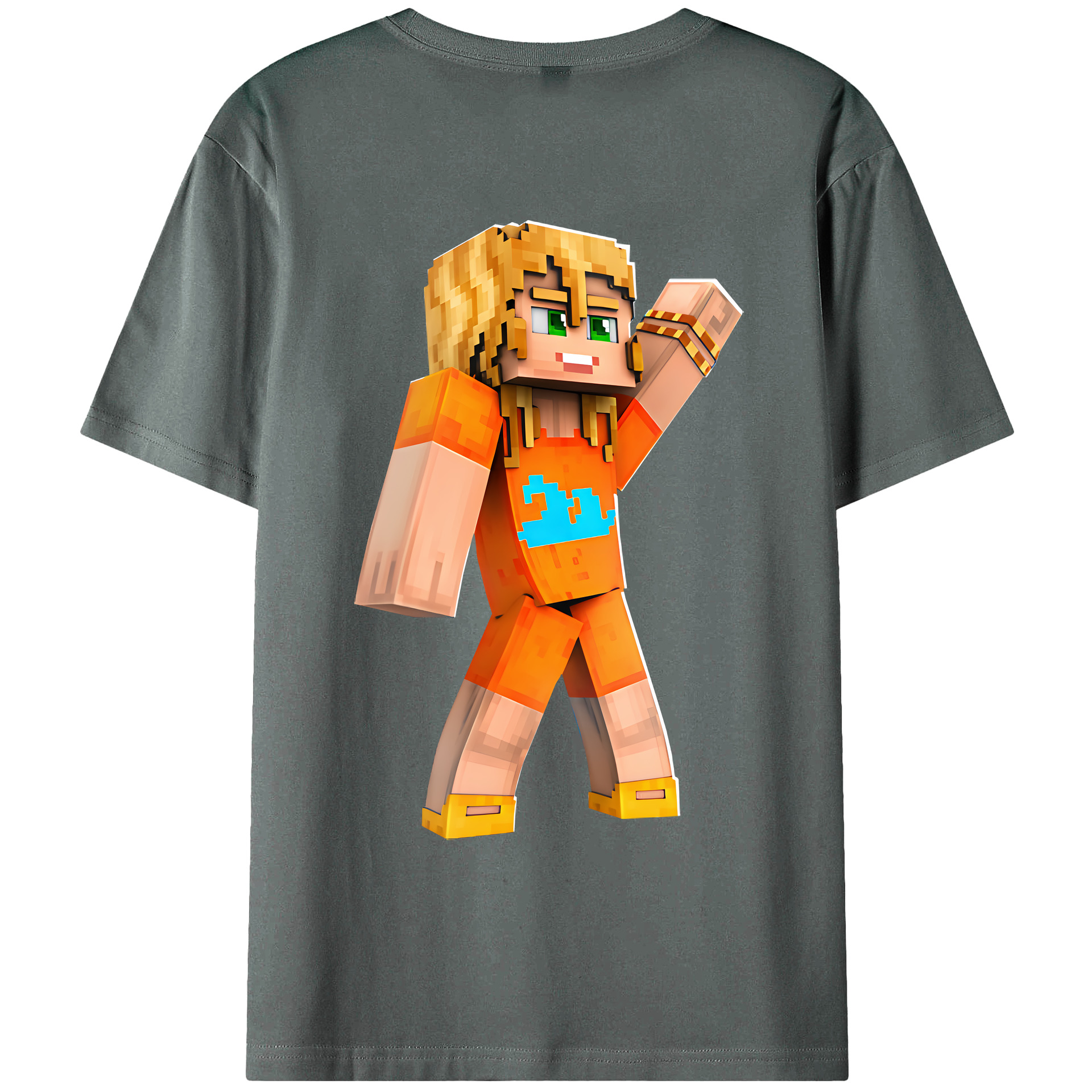 （画像用） マインクラフト ブロックの世界 Minecraft MC Block world 綿100％ メンズ半袖Tシャツ（バックプリント） 通気性